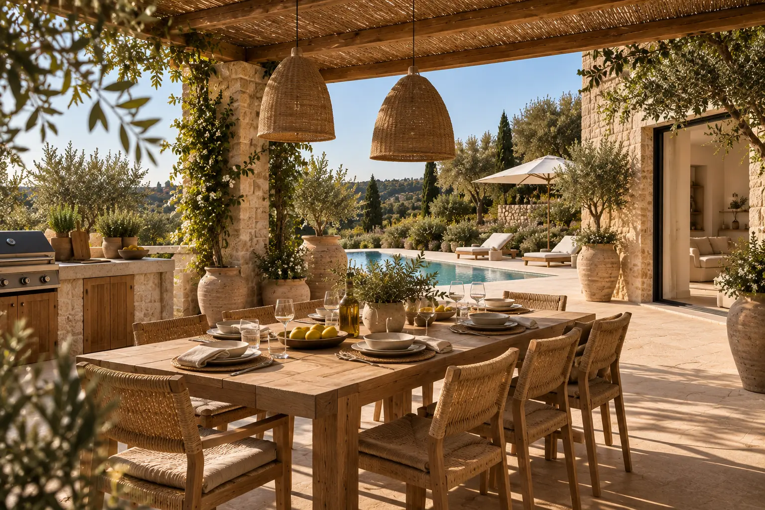 Mediterranean outdoor dining area